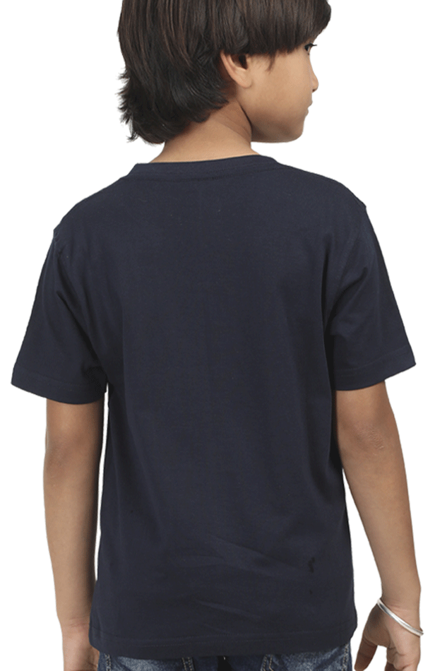 Boy Round Neck Half Sleeve Classic Navy Blue 11Yrs qikink