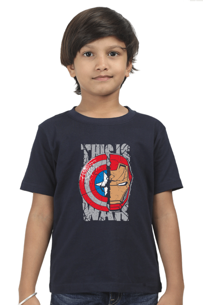 Boy Round Neck Half Sleeve Classic Navy Blue 11Yrs qikink