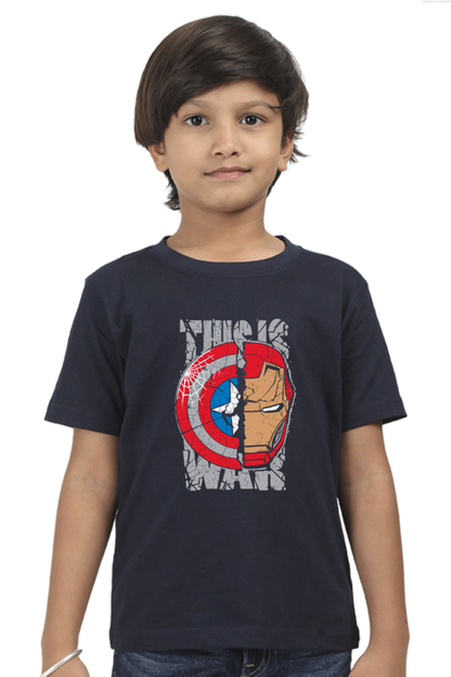 Boy Round Neck Half Sleeve Classic Navy Blue 11Yrs qikink