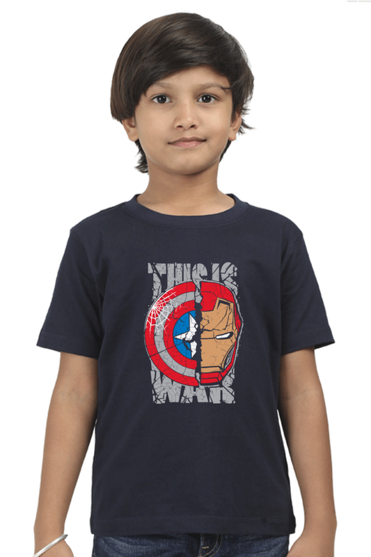 Boy Round Neck Half Sleeve Classic Navy Blue 11Yrs qikink