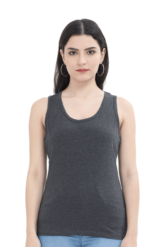 Female Tank Top Charcoal Melange qikink